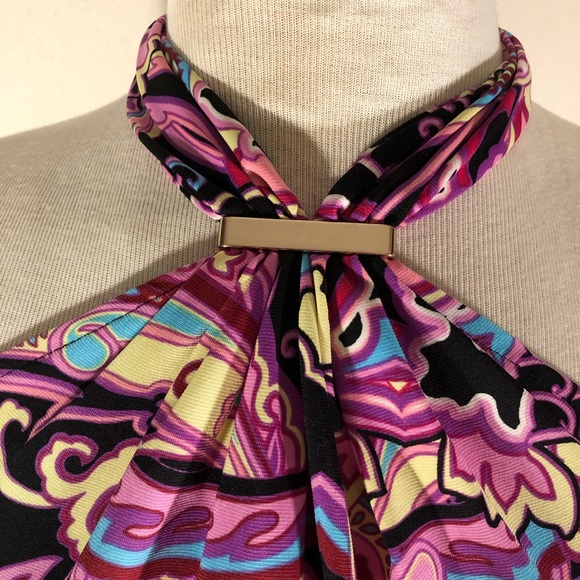 Jennifer Lopez paisley halter top blouse L EUC - Picture 3 of 7